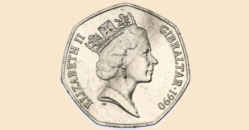 Gibraltar's Mule Error 50p Coin (1990)