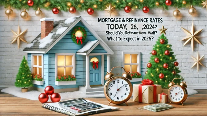 Mortgage and Refinance Rates Today, December 26, 2024: Should You Refinance Now or Wait?What to Expect in 2025?