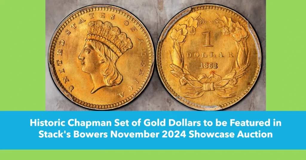 Historic Chapman Set of Gold Dollars to be Featured in Stack's Bowers November 2024 Showcase Auction