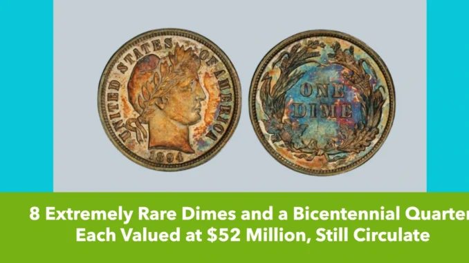 8 Extremely Rare Dimes and a Bicentennial Quarter, Each Valued at $52 Million, Still Circulate